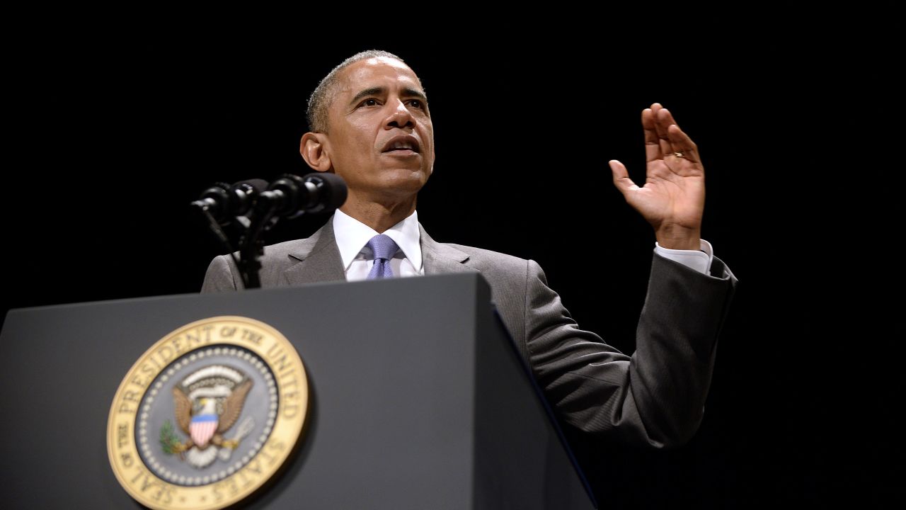 U.S. President Barack Obama delivers remarks during an investiture ceremony for Attorney General Loretta Lynch at the Warner Theatre on June 17, 2015 in Washington, DC.