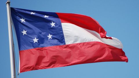 The original national flag of the Confederacy, referred to as the "Stars and Bars," was used between 1861 and 1863.