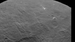 Among the fascinating features on dwarf planet Ceres is an intriguing pyramid-shaped mountain protruding from a relatively smooth area. Scientists estimate that this structure rises about 3 miles (5 kilometers) above the surface. NASA's Dawn spacecraft took this image from an altitude of 2,700 miles (4,400 kilometers).