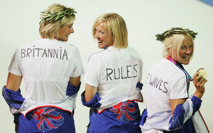 Ayton (far right) teamed up with Sarah Webb and Shirley Robertson -- now CNN's Main Sail presenter -- as Britain dominated the sailing in Athens.