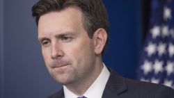 Press Secretary Josh Earnest speaks during the daily briefing at the White House in Washington, DC, on May 19, 2015.