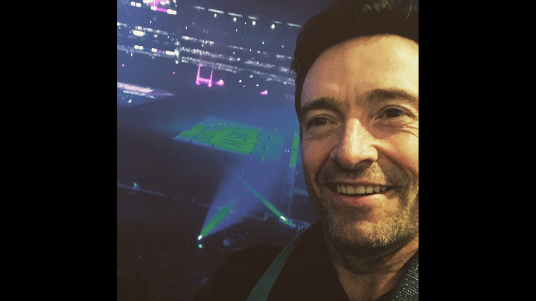 Actor Hugh Jackman attends a State of Origin rugby match Wednesday, June 17, in Melbourne. "GO BLUES!" <a href="https://instagram.com/p/4B3OGnihDG/" target="_blank" target="_blank">wrote Jackman,</a> referring to the team from New South Wales.