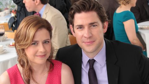 The "will they or won't they?" status of Jim Halpert (John Krasinski) and Pam Beesly (Jenna Fischer) remained the heart of "The Office" from early on. They did finally get married and have two children.
