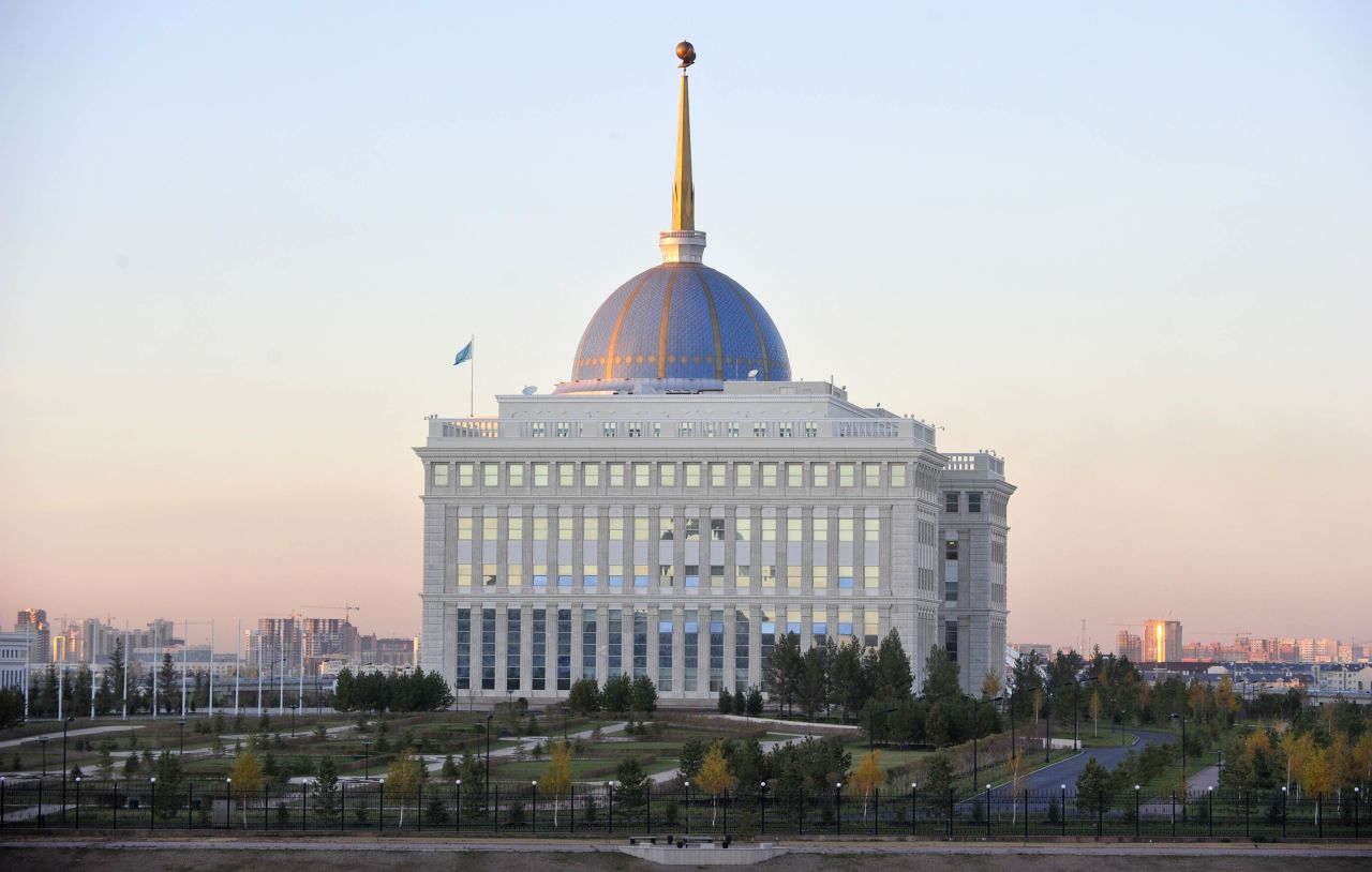 The Ak Orda (White Horde) presidential palace was built in 2004 and is the official workplace of Kazakhstan's long-serving president Nursultan Nazarbayev.