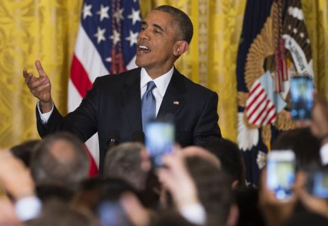 Obama responds to a heckler who interrupted his speech during a White House reception for LGBT Pride Month in June 2015.