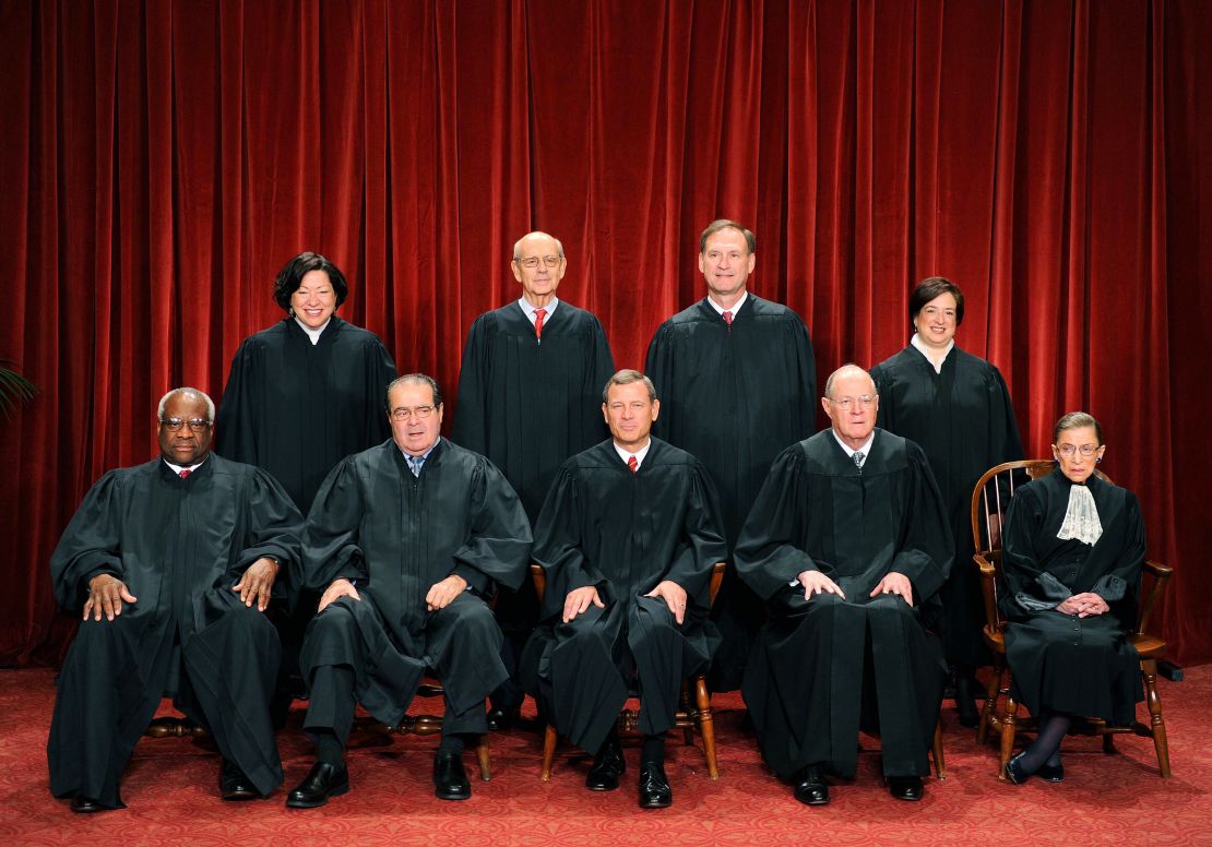 The Justices of the US Supreme Court sit for their official photograph on October 8, 2010, in Washington.