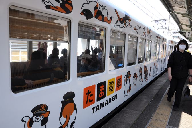 Wakayama Electric Railway operates three adorable themed trains: Strawberry Train, Tama Train (pictured) and Toy Train.