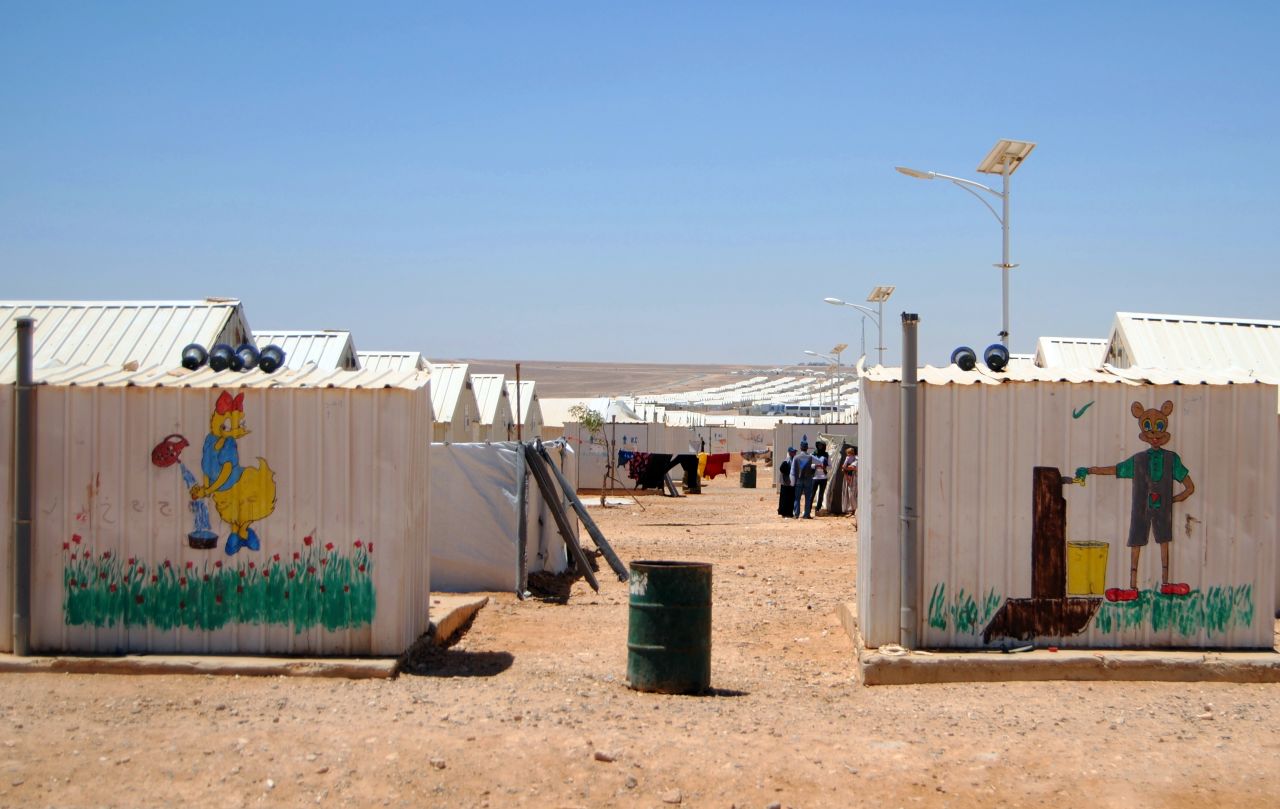 Azraq refugee camp is home to 14,000 Syrians displaced by war, according to UNICEF.