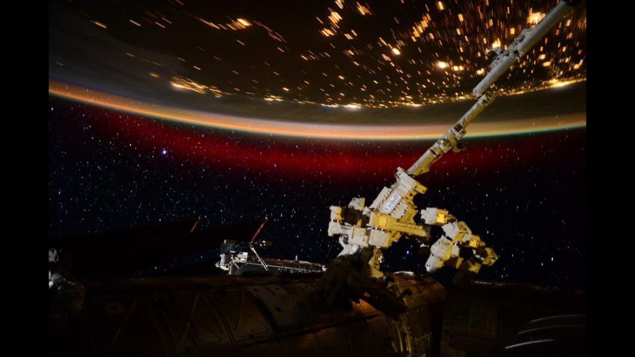 NASA astronaut Scott Kelly <a href="https://twitter.com/StationCDRKelly/status/613133769789169666" target="_blank" target="_blank">tweeted this photo</a> from the International Space Station on Monday, June 22. "The red curtain of an #aurora closes on another day," he wrote.