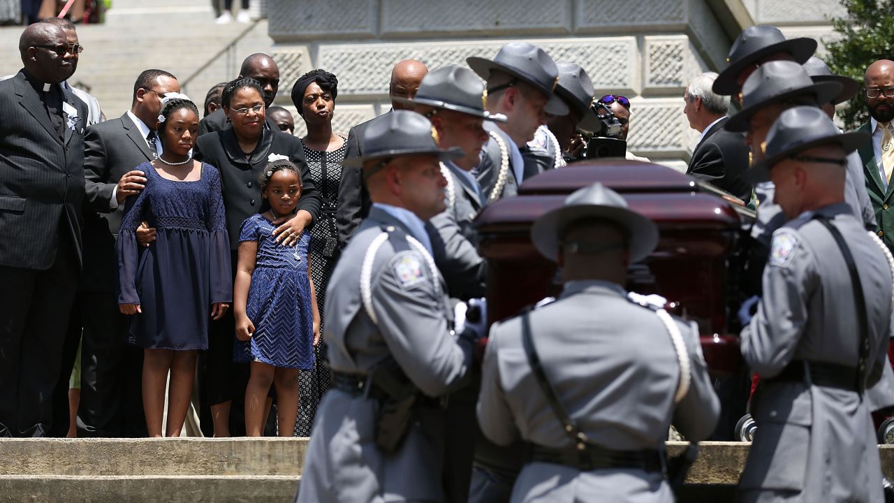 Pinckney's casket is carried to the South Carolina State House in Columbia, South Carolina, on Wednesday, June 24.