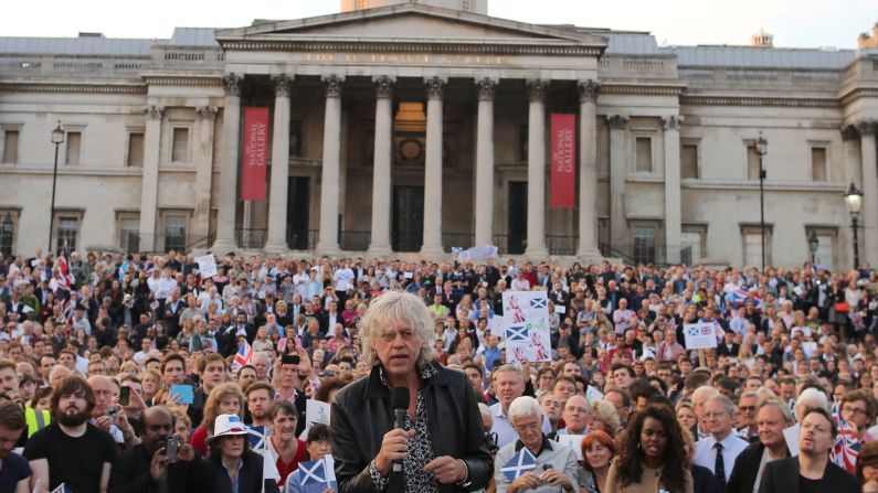 The success of Live Aid led to co-founder Bob Geldof receiving an honorary knighthood in 1986. He has continued his activism while investing time and money in TV production businesses. Geldof, now in his 60s, is shown here in 2014 <a href="index.php?page=&url=http%3A%2F%2Fwww.telegraph.co.uk%2Fnews%2Fuknews%2Fscottish-independence%2F11098505%2FBob-Geldof-faces-backlash-as-he-pleads-with-Scots-not-to-break-up-family.html" target="_blank" target="_blank">urging Scots not to break away</a> from the British government. 