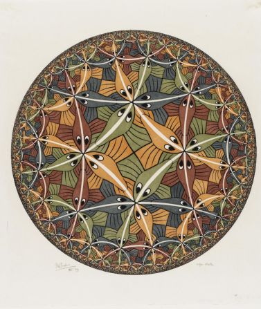 Attending the congress were two British-born mathematicians, Roger Penrose and HSM Coxeter, who later helped Escher create some of his last prints. <br /><br />The geometric structure of Circle Limit III (pictured) in particular, owed a great deal to the workings of Coxeter.
