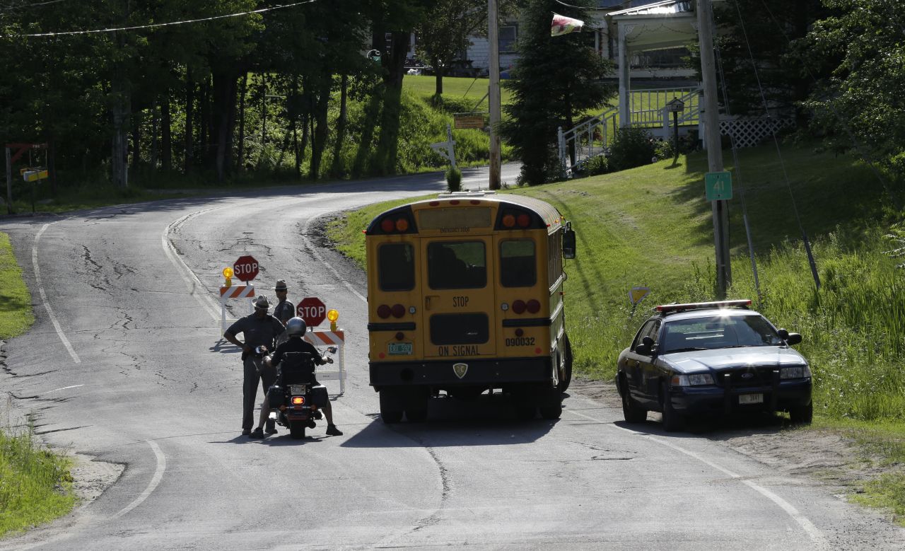 New York State Police officers stand guard near the site where Matt was shot and killed in Malone on June 26. 