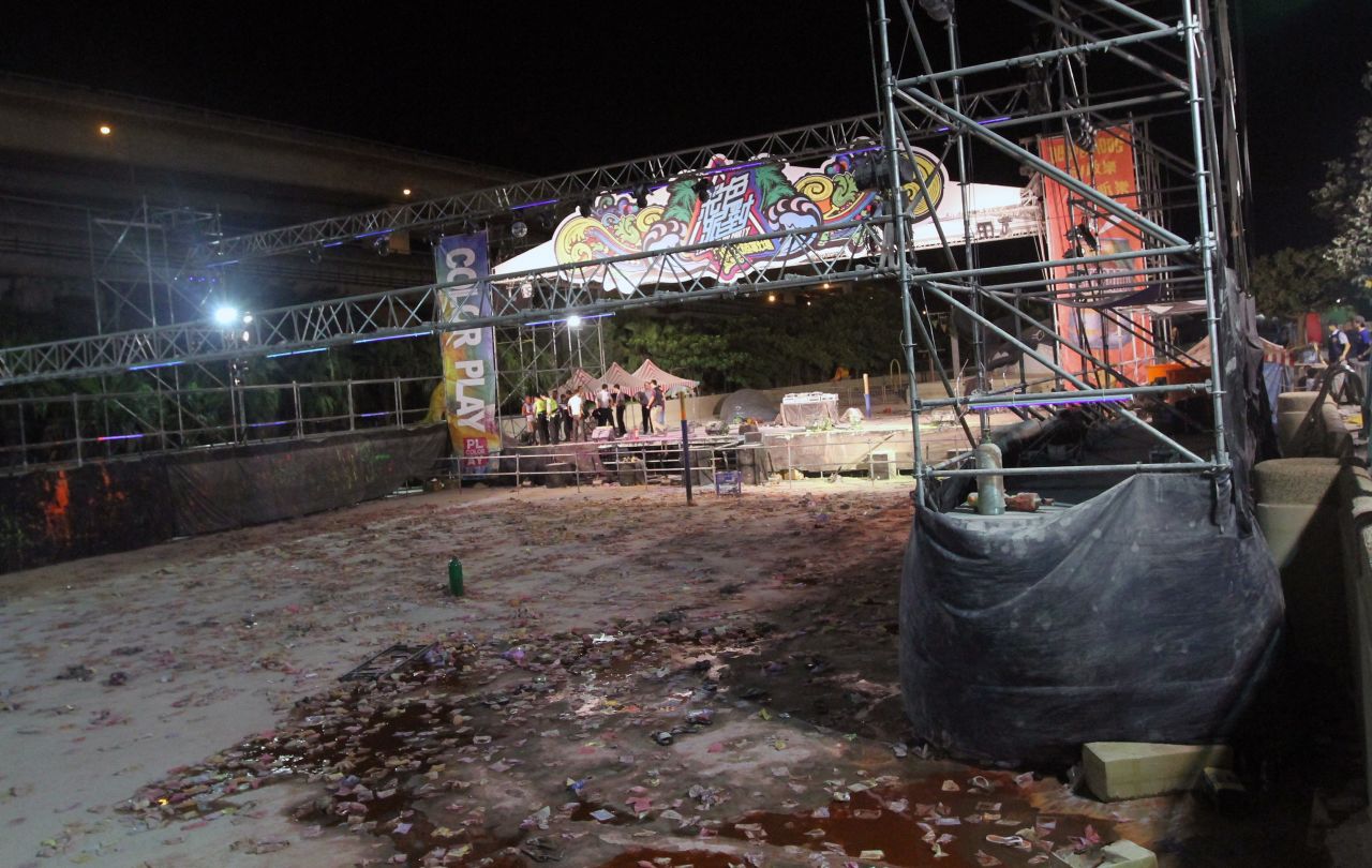 The park was hosting a Color Play Asia party when the unknown substance ignited over a stage.