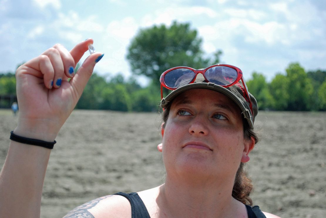 The large white diamond was found by Bobbie Oskarson of Longmont, Colorado, at  Crater of Diamonds State Park.