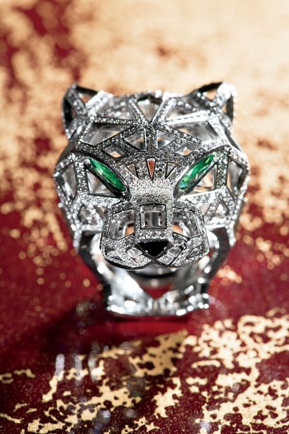 <em>Cartier Panthère</em>, a new release from luxury publisher Assouline, looks back at Cartier's iconic use of the panther in its jewelery, accessories and <em>objects d'art</em>. This ring is made from white gold, emeralds and onyx, and features 545 diamonds. <br /><br />According to Pierre Rainero, Cartier's Image, Style and Heritage director, figurative pieces like this were typically associated with actresses and prostitutes before the 1940's. 