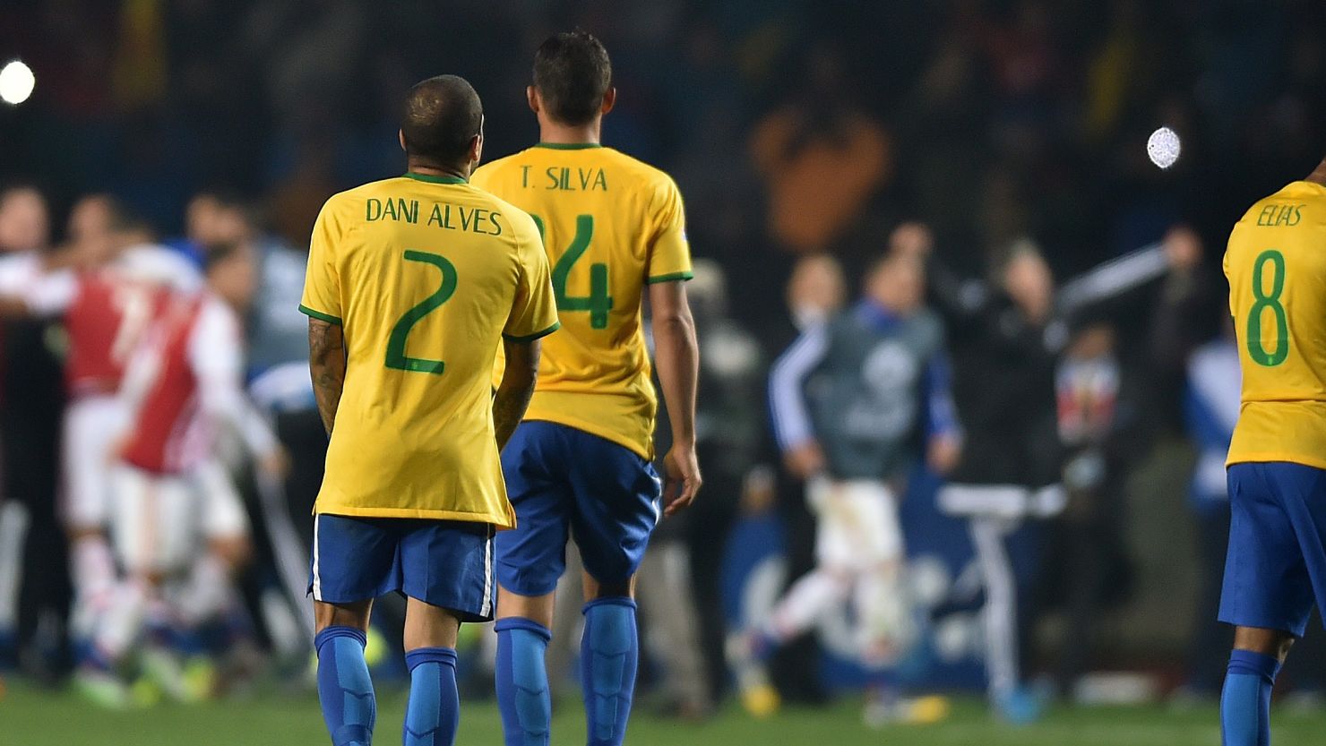 Brazil's players trudge off after exiting the 2015 Copa America on penalties to Paraguay.