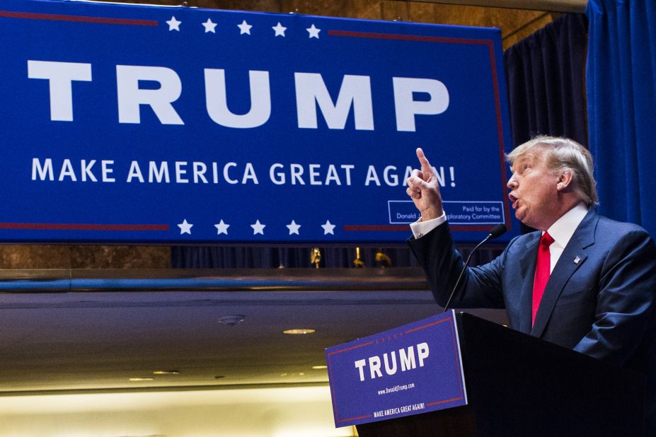 Business mogul Donald Trump announces his candidacy for the U.S. presidency at Trump Tower on Tuesday, June 16, 2015, in New York City.