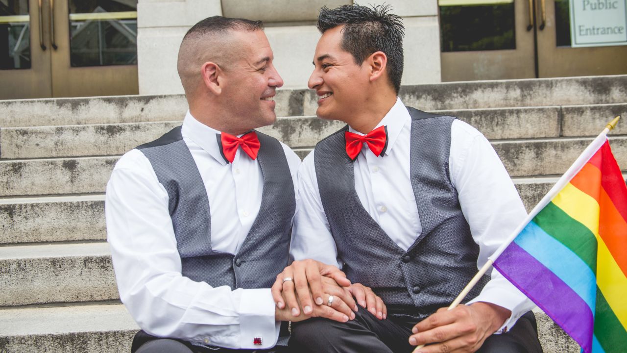 Carlos Santos-Herrera and David Herrera-Santos  celebrate their union. "When we heard the news this morning, I jumped up, and I started screaming," Santos-Herrera said. "I called (my fiancé) up and said: 'We need to get married now. Forget about Florida.' " 
