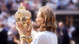 JUL 1976: A PICTURE SHOWING BJORN BORG OF SWEDEN AS HE LIFTS THE TROPHY AFTER WINNING THE WIMBLEDON TENNIS TOURNAMENT