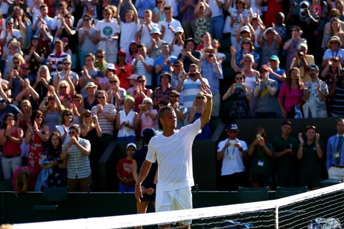 Lleyton Hewitt, Kyrgios' countryman -- and reportedly his future Davis Cup captain -- played his final Wimbledon match after losing to fellow veteran Jarkko Nieminen 11-9 in the fifth set in exactly four hours. Hewitt won the title in 2002. 
