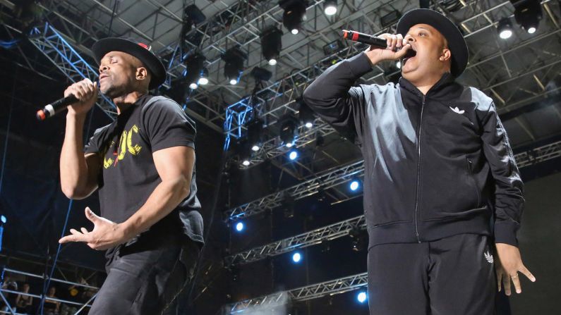 Run-D.M.C.'s Darryl McDaniels, left, aka D.M.C., and Joseph Simmons, aka Run, <a href="index.php?page=&url=http%3A%2F%2Fwww.theguardian.com%2Fculture%2F2015%2Fjun%2F15%2Fbonnaroo-festival-independent-livenation-tennessee" target="_blank" target="_blank">rocked Tennessee's Bonnaroo Music and Arts Festival </a>this year, reprising hits such "It's Tricky," and "Walk This Way." Here they perform in Miami Gardens, Florida, in 2015.