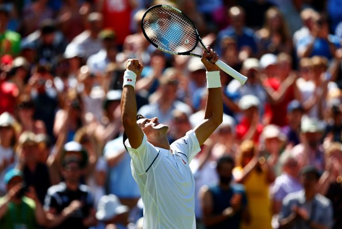 Djokovic beat the talented Kohlschreiber in straight sets, all by 6-4. He broke to end each set. Djokovic entered Wimbledon having lost the French Open final.