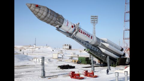 A Russian-built Proton-M rocket, carrying a Turkish Turksat-4A communications satellite, is mounted at a launch pad in the Russian-leased Baikonur Cosmodrome in February 2014. The massive dependence of both commerce and militaries on satellite communications makes space a domain at risk for conflict in the event of war.