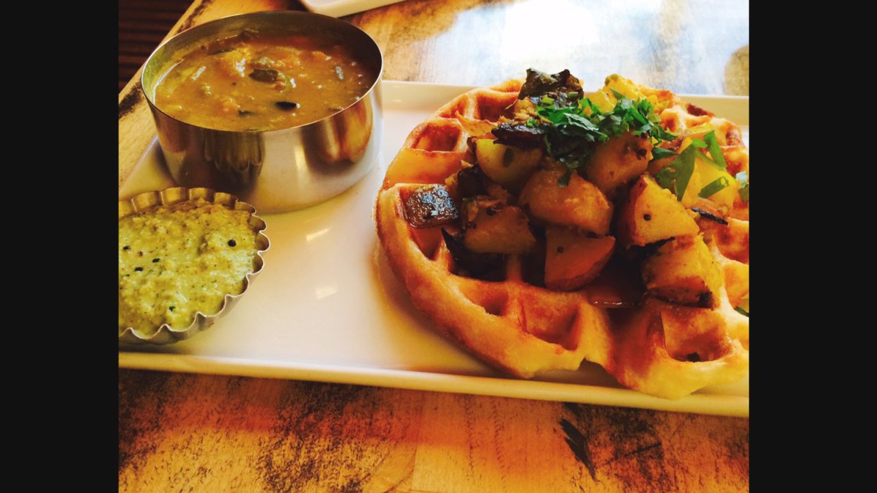 Created by Preeti Mistry of Oakland's Juhu Beach Club Restaurant, the doswaffle is South Indian dosa batter cooked in a Belgian waffle iron. 