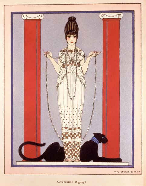 This watercolor by famed French fashion illustrator George Barbier was run as a Cartier magazine ad throughout the 1920's. 
