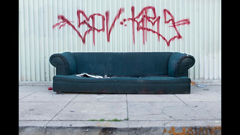 A sofa on Wilhardt Street in the Chinatown neighborhood.