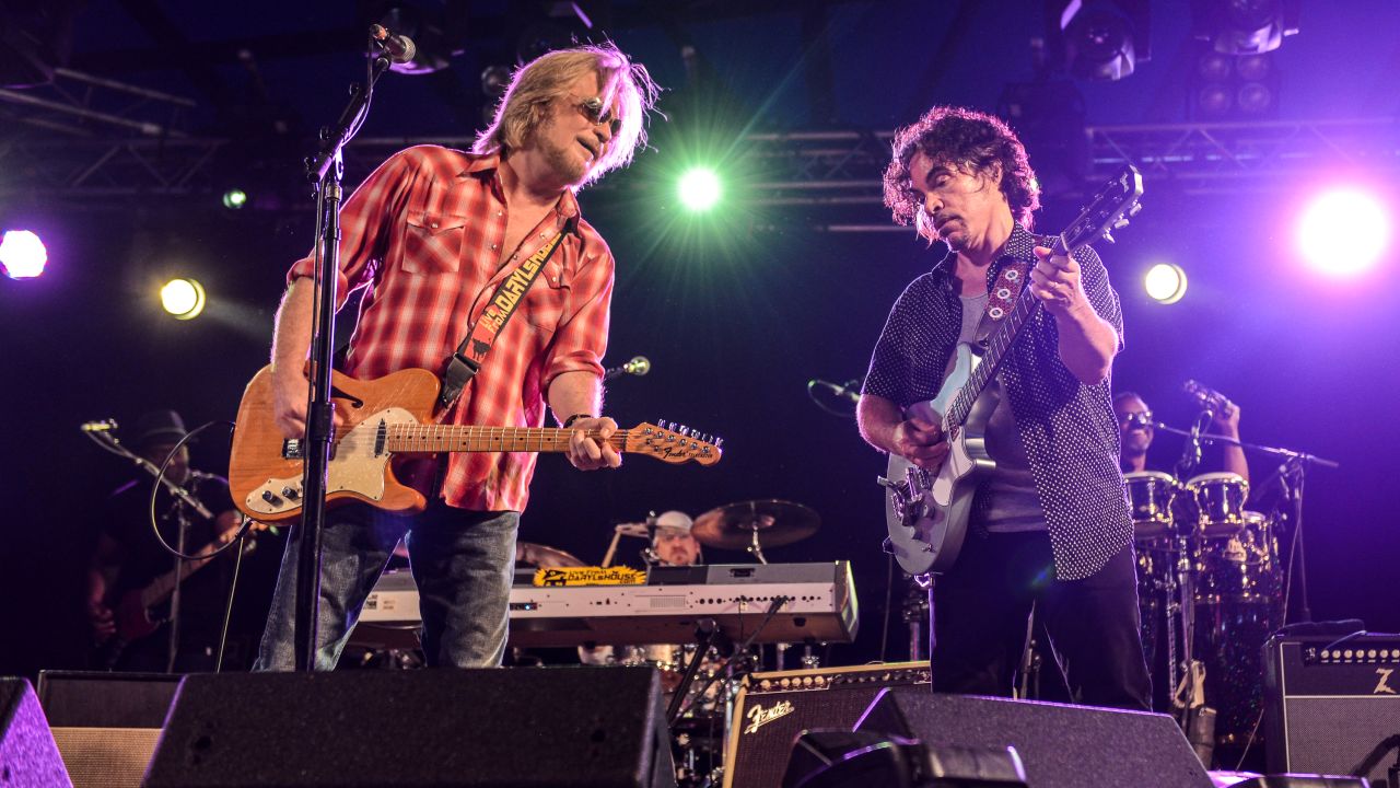 Not only did singer/guitarist Daryl Hall, left, and singer/guitarist John Oates perform at Live Aid, they also backed up R&B legends Eddie Kendricks and David Ruffin. Hall & Oates were inducted into the <a href="https://rockhall.com/inductees/hall-and-oates/" target="_blank" target="_blank">Rock and Roll Hall of Fame</a> in 2014. Recently Hall hosted a popular cable TV series, "Live From Daryl's House," that featured him jamming with guest musicians. Hall & Oates are seen here performing in 2014 at Henham Park in Southwold, England.