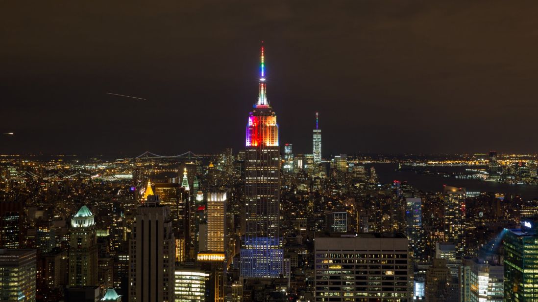 The Empire State Building was among the many iconic buildings that were lit in rainbow colors in celebration. "I've been a little bit flabbergasted," Baker says.