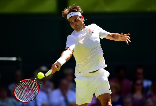 Roger Federer began the quest for an eighth Wimbledon title by cruising past Bosnia's Damir Dzumhur in only one hour, 8 minutes amid London's heatwave.