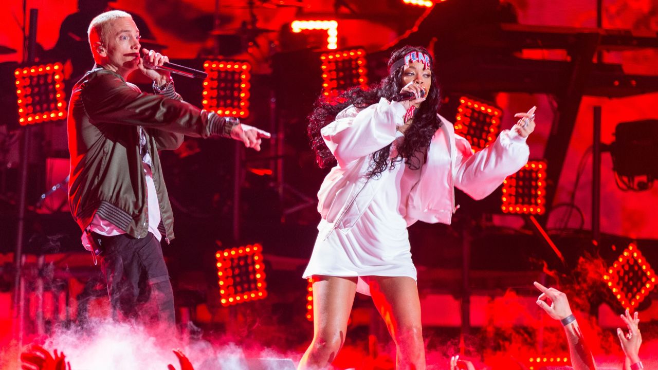 <strong>Eminem and Rihanna</strong>, August 16, 2014, at MetLife Stadium in East Rutherford, New Jersey. <strong>$164.</strong>