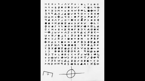 San Francisco's "Zodiac Killer" was blamed for at least five murders but took credit for as many as 37 in boastful letters sent to the police, some containing swatches of bloody clothing as proof. This is a copy of a cryptogram sent to the San Francisco Chronicle by someone claiming to be the killer. <br />
