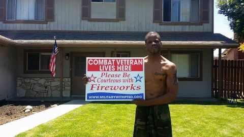 James Frazier Jr. was so excited when his sign came in the mail that he immediately took a picture to share with the Military with PTSD Facebook group.