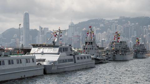 China's warships occasionally make appearances in Hong Kong's Victoria Harbor.