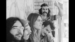 , Grateful Dead, L-R: Jerry Garcia, Phil Lesh, Bob Weir, Bill Kreutzmann, Mickey Hart (standing)in San Francisco, circa 1968.