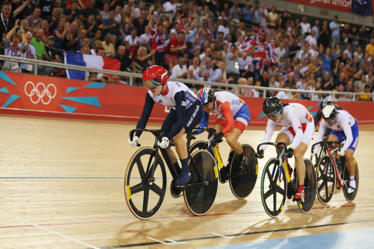 Pendleton has spent most of her career as the leader of the pack in the velodrome, like here (left) at the 2012 London Olympics where she won a gold medal in the Keirlin.