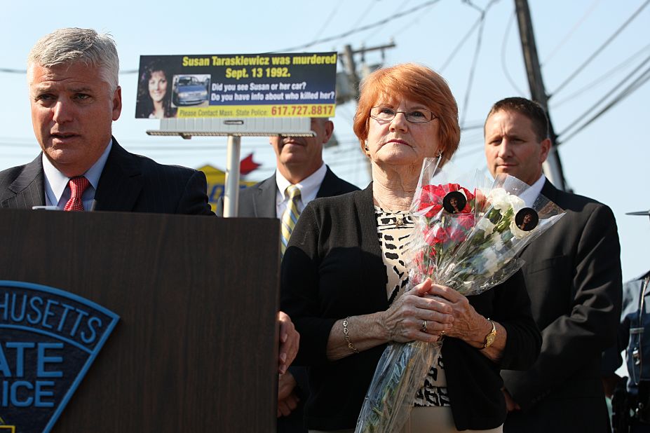 District Attorney Daniel Conley and Marlene Taraskiewicz, mother of Susan Taraskiewicz., appear at a <a href="http://www.suffolkdistrictattorney.com/remarks-of-suffolk-county-district-attorney-daniel-f-conley-on-the-20th-anniversary-of-the-murder-of-susan-taraskiewicz/" target="_blank" target="_blank">press conference</a> on the status of the case in 2012. Susan's body was found in the trunk of her car in 1993.