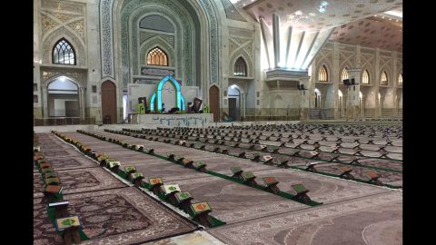 There's space for hundreds of worshippers inside the shrine to Khomeini, with copies of the Quran laid out for each of them.