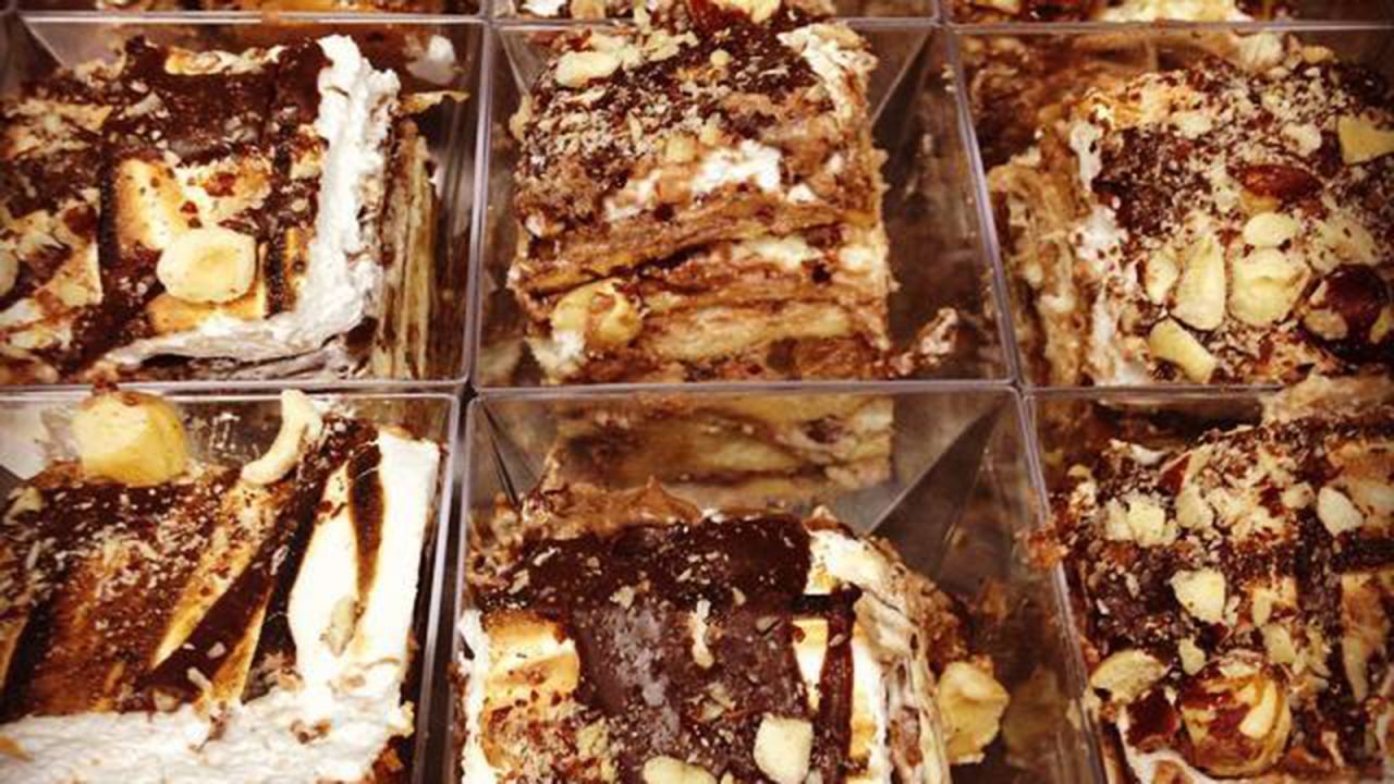 This dessert (or dinner?) served at Brooklyn's Robicelli Bakery includes layers of pasta sheets slathered with Nutella chocolate.    