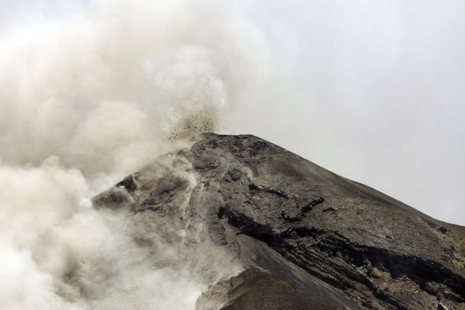 Eruptions showered the area within 15 miles of the volcano with ash. In February, a strong eruption shooting ash and water vapor miles into the sky forced authorities to close the international airport temporarily and evacuated around 100 people.