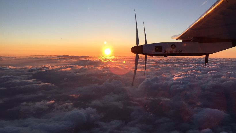 This handout photo taken early on June 29, 2015 and provided by the Solar Impulse project shows sunrise a little while after the Swiss-made solar-powered plane Solar Impulse 2 took off from the international airport in Nagoya, Japan, headed for Hawaii. The revolutionary Solar Impulse 2 aircraft passed "the point of no return" on June 29 after it left Japan bound for Hawaii, the most ambitious leg of its quest to circumnavigate the globe powered only by the sun. Swiss pilot Andre Borschberg, 62, left the city of Nagoya around 3:00 am (1800 GMT), five days after weather problems forced the organisers to cancel an earlier attempt.