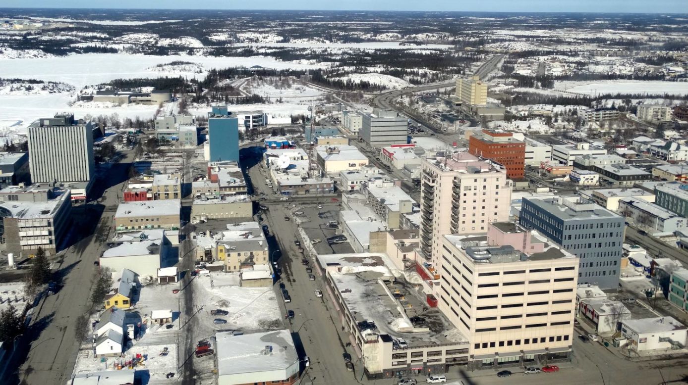 An aerial view of Yellowknife, Northwest Territories -- home to slightly fewer people than attended the U.S. vs. Colombia game in Edmonton.