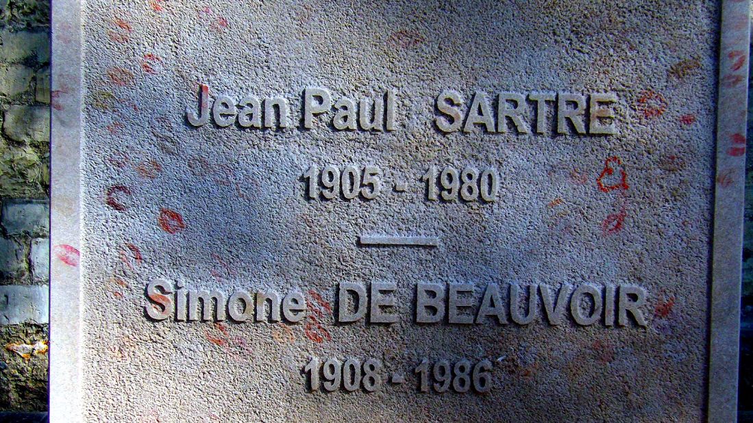 What is it with graves and kissing? This is the grave, in Cimitiere de Montparnasse, of existential philosopher and novelist Jean Paul Satre and fellow philosopher and feminist theorist Simone de Beauvoir. 