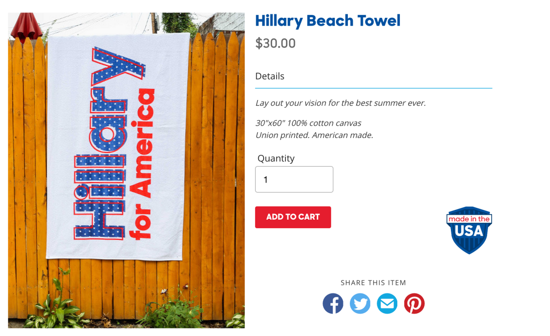 Hillary Clinton beach towel
