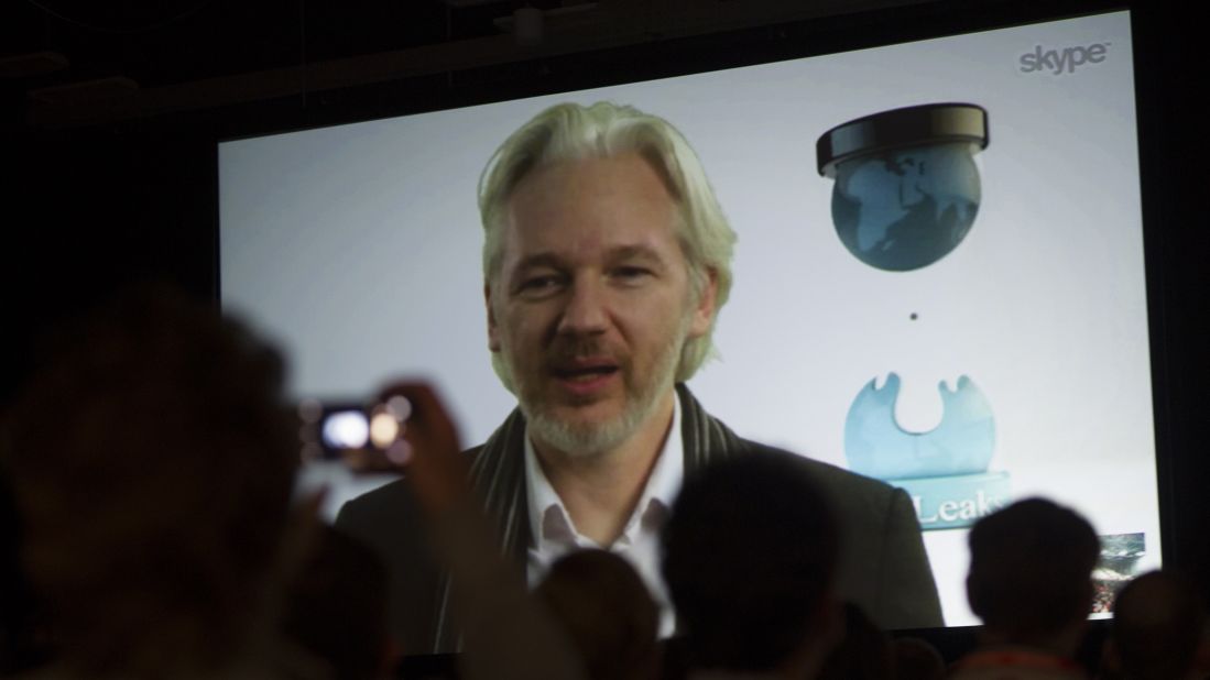 Assange speaks during a panel discussion at the South By Southwest Festival in Austin, Texas, in March 2014.