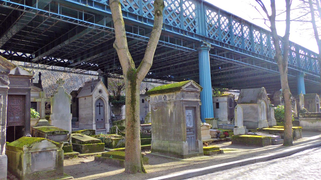 Bridge over troubled graveyard: Montmatre's cemetery.